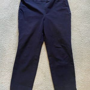 Navy size 14 P, but fit between 12-14P. Chatham style, side zip, very slimming.
